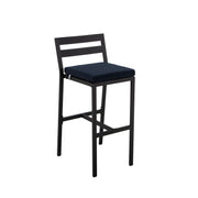 Chelsea 7-Piece Patio Bar Set: Aluminum Fire Pit Table with Tank Holder & 6 Barstools with Cushions - Elax Furniture