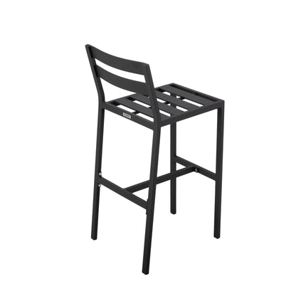 Chelsea 7-Piece Patio Bar Set: Aluminum Fire Pit Table with Tank Holder & 6 Barstools with Cushions - Elax Furniture