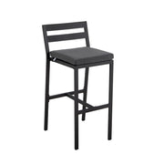 Chelsea 7-Piece Patio Bar Set: Aluminum Fire Pit Table with Tank Holder & 6 Barstools with Cushions - Elax Furniture
