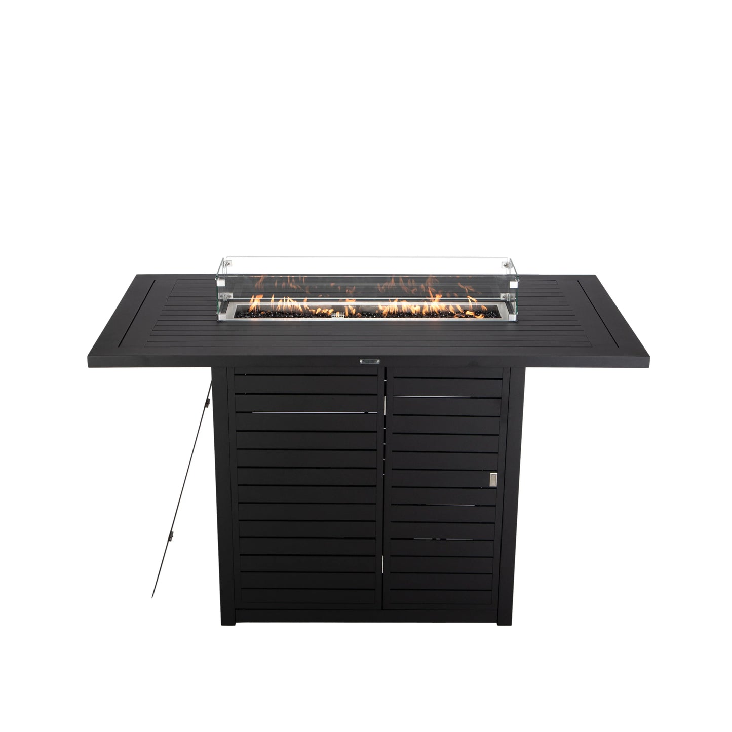 Chelsea 7-Piece Patio Bar Set: Aluminum Fire Pit Table with Tank Holder & 6 Barstools with Cushions - Elax Furniture