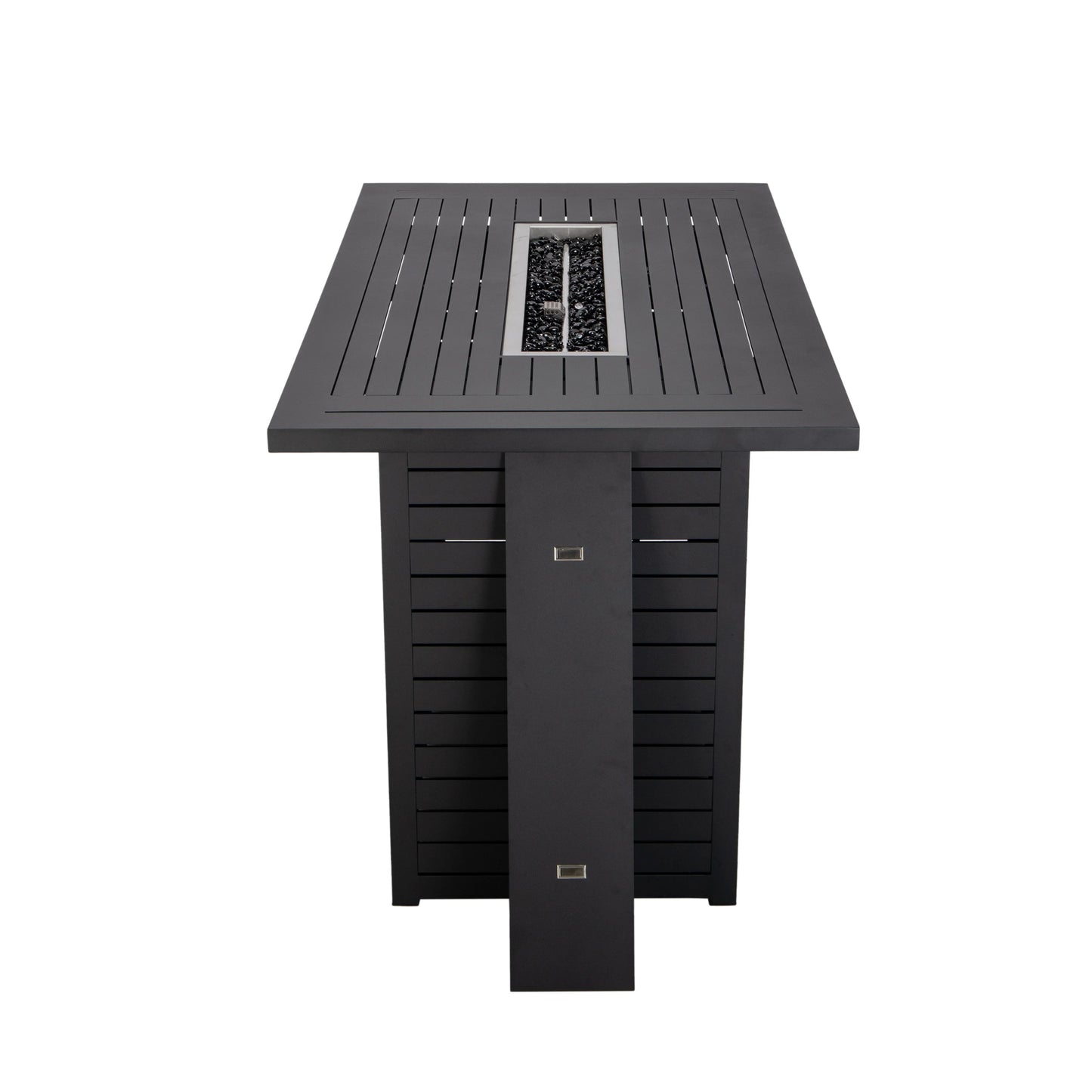 Chelsea 7-Piece Patio Bar Set: Aluminum Fire Pit Table with Tank Holder & 6 Barstools with Cushions - Elax Furniture