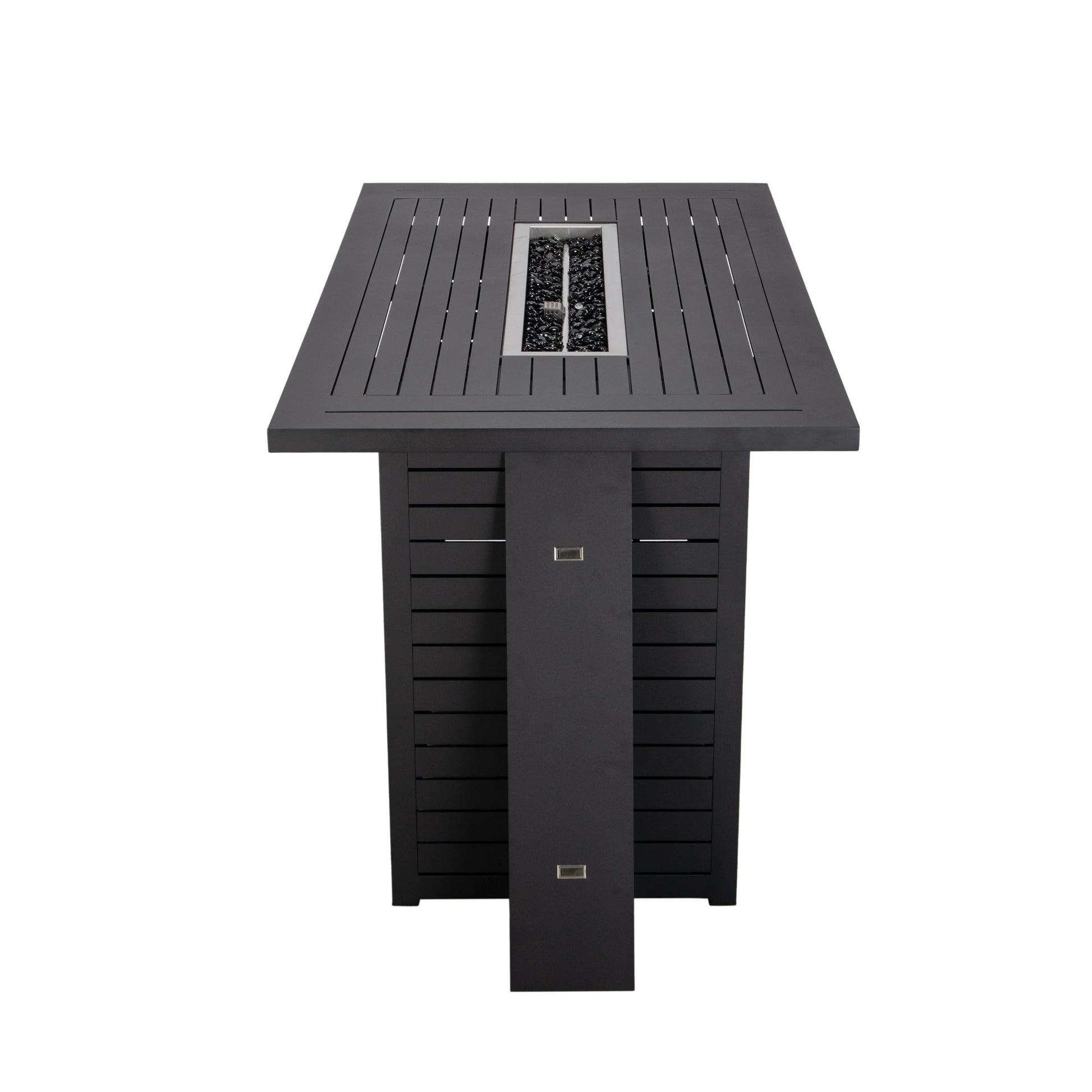 Chelsea 7-Piece Patio Bar Set: Aluminum Fire Pit Table with Tank Holder & 6 Barstools with Cushions - Elax Furniture