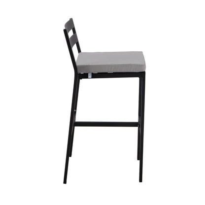 Chelsea 7-Piece Patio Bar Set: Aluminum Fire Pit Table with Tank Holder & 6 Barstools with Cushions - Elax Furniture