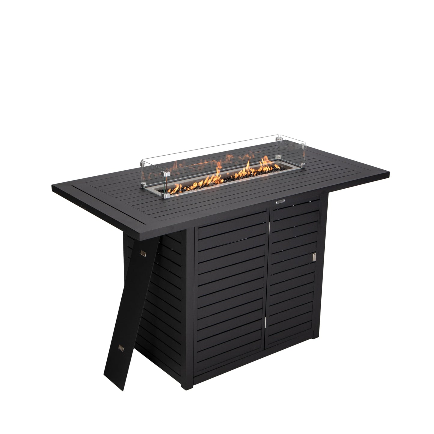 Chelsea 7-Piece Patio Bar Set: Aluminum Fire Pit Table with Tank Holder & 6 Barstools with Cushions - Elax Furniture