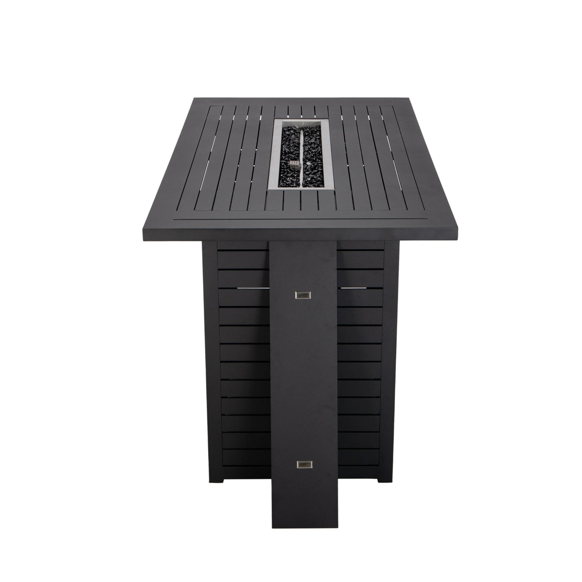 Chelsea 7-Piece Patio Bar Set: Aluminum Fire Pit Table with Tank Holder & 6 Barstools with Cushions - Elax Furniture