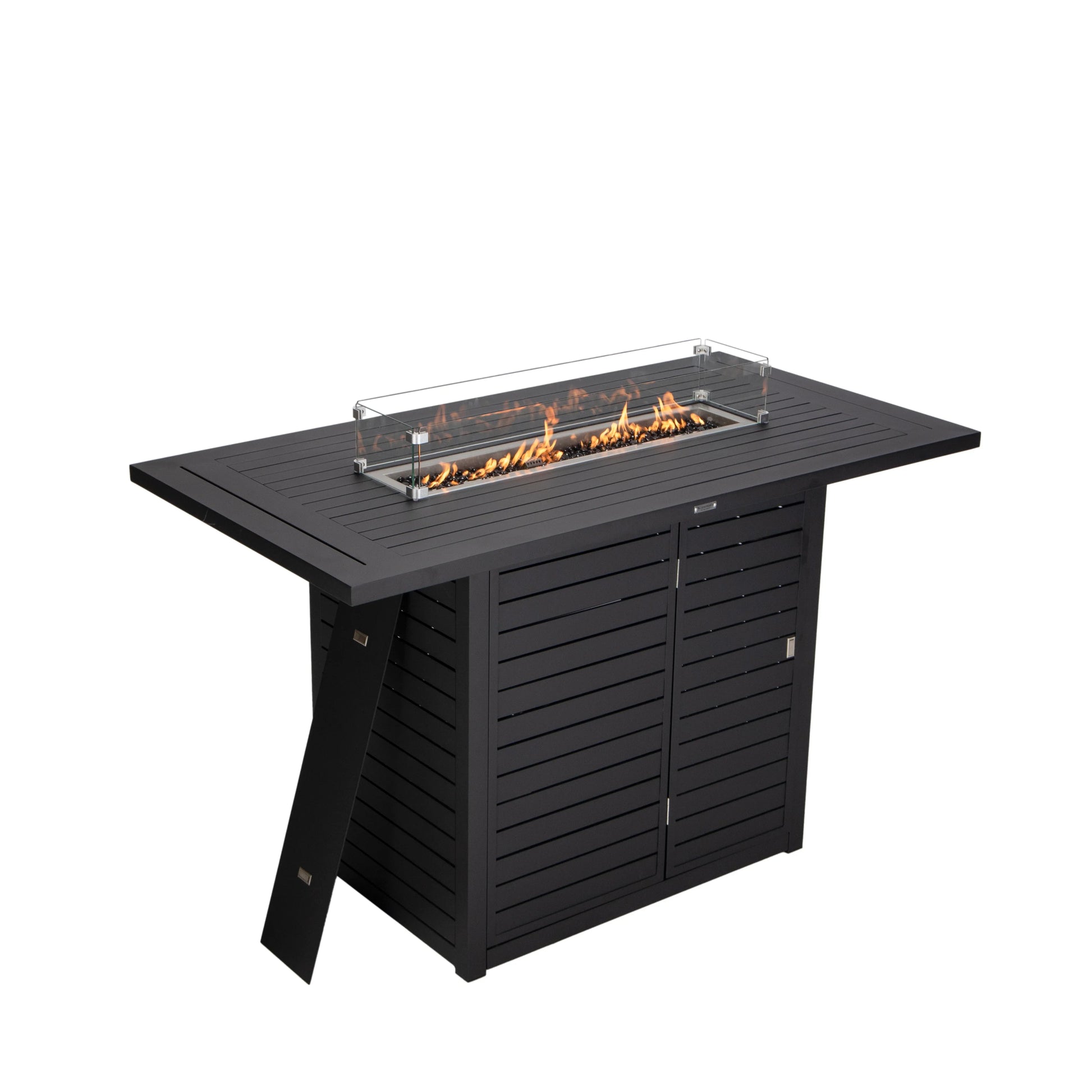 Chelsea 7-Piece Patio Bar Set: Aluminum Fire Pit Table with Tank Holder & 6 Barstools with Cushions - Elax Furniture