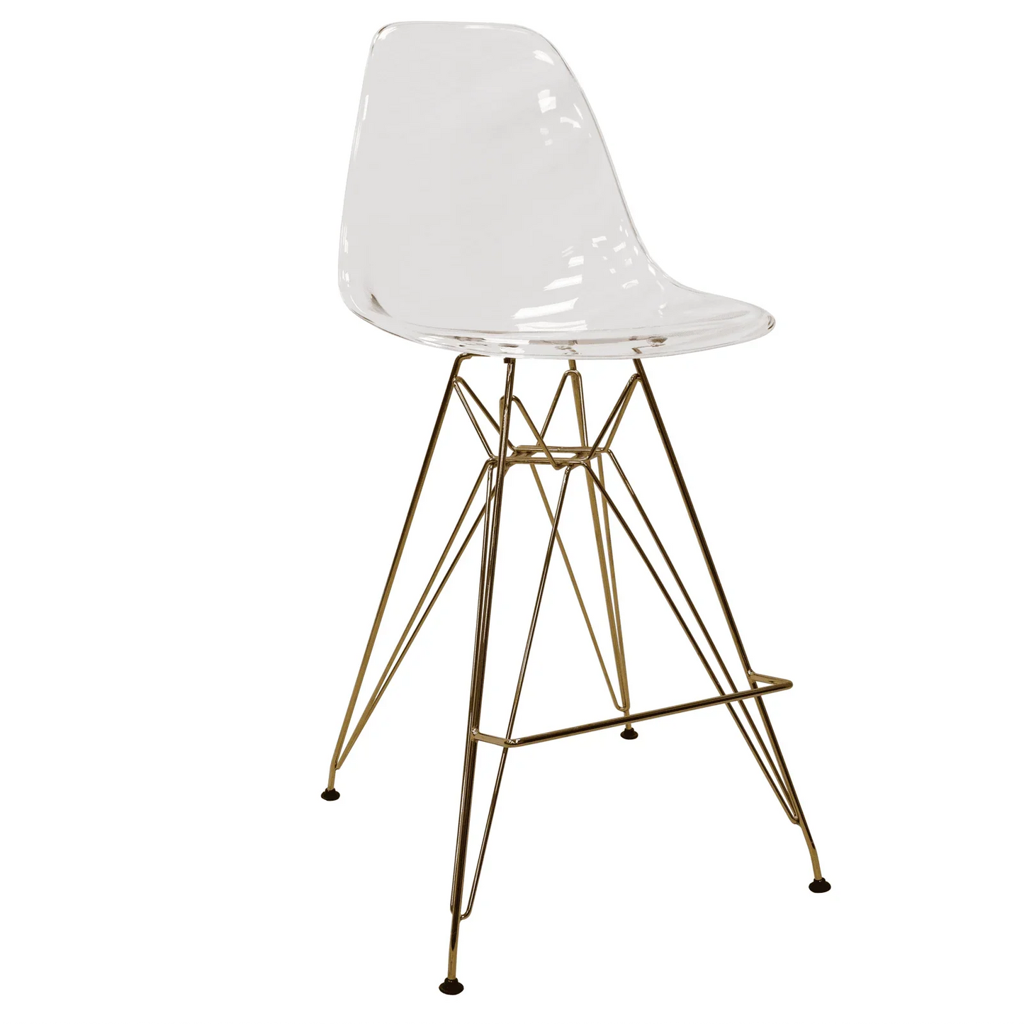 Cresco Modern Acrylic Barstool with Gold Chrome Base and Footrest - Elax Furniture