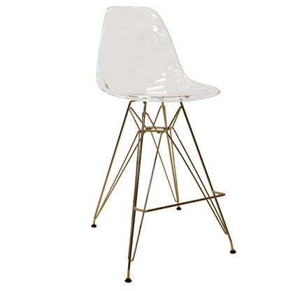 Cresco Modern Acrylic Barstool with Gold Chrome Base and Footrest - Elax Furniture