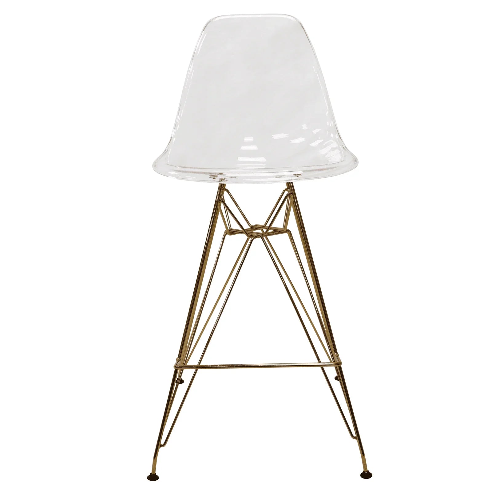 Cresco Modern Acrylic Barstool with Gold Chrome Base and Footrest - Elax Furniture