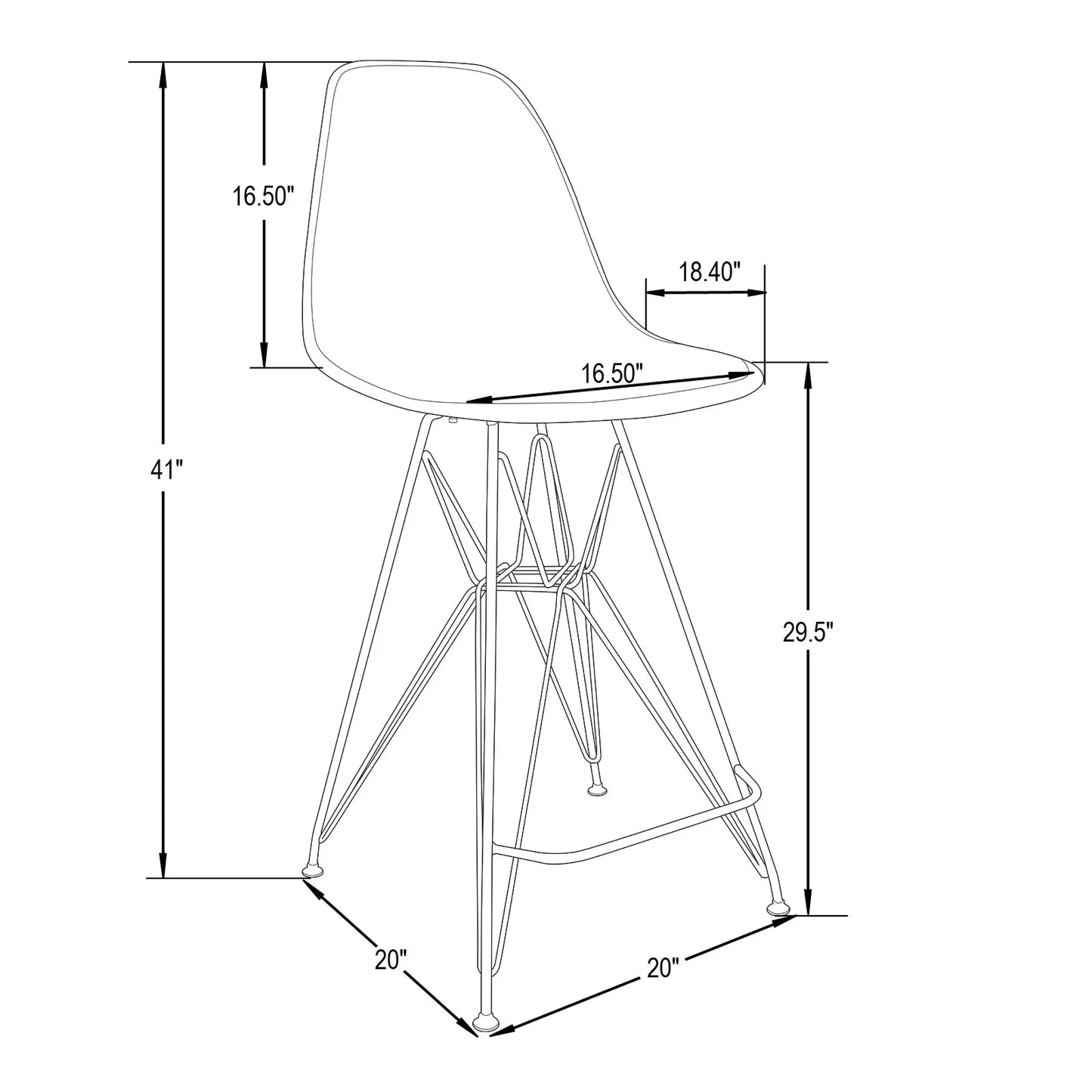 Cresco Modern Acrylic Barstool with Gold Chrome Base and Footrest - Elax Furniture