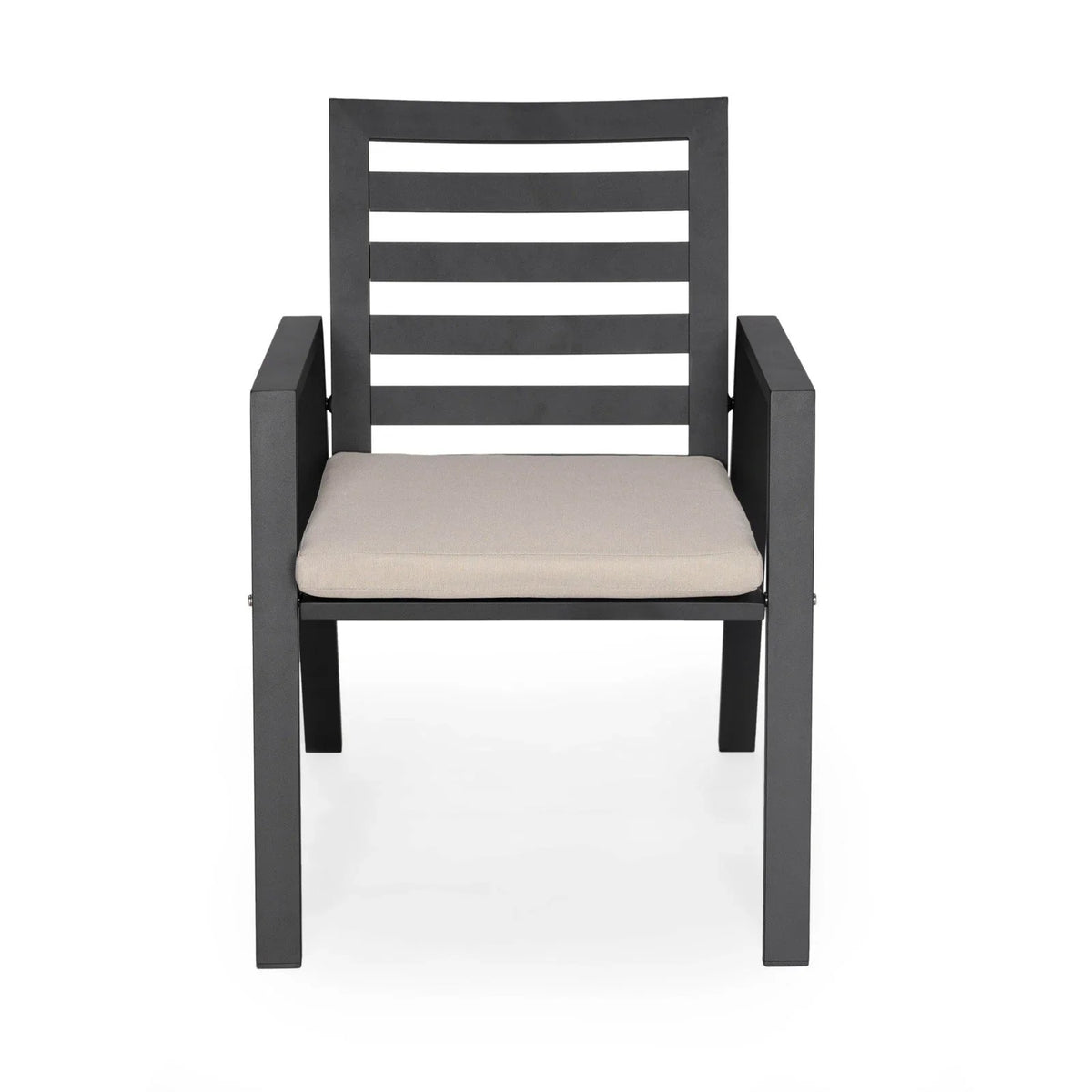 Chelsea 7-Piece Modern Outdoor Dining Set in Black Aluminum with Removable Cushions - Elax Furniture