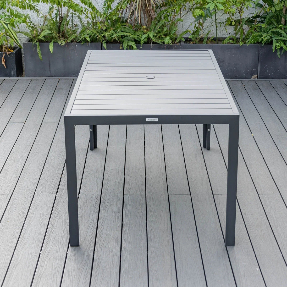 Chelsea 7-Piece Modern Outdoor Dining Set in Black Aluminum with Removable Cushions - Elax Furniture