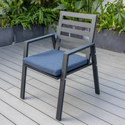 Chelsea 7-Piece Modern Outdoor Dining Set in Black Aluminum with Removable Cushions - Elax Furniture