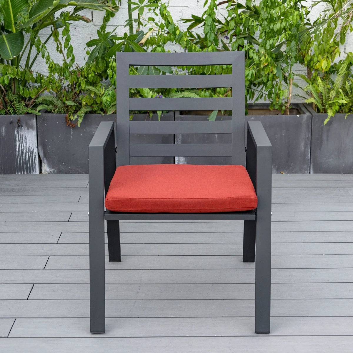 Chelsea 7-Piece Modern Outdoor Dining Set in Black Aluminum with Removable Cushions - Elax Furniture