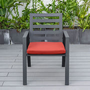 Chelsea 7-Piece Modern Outdoor Dining Set in Black Aluminum with Removable Cushions - Elax Furniture