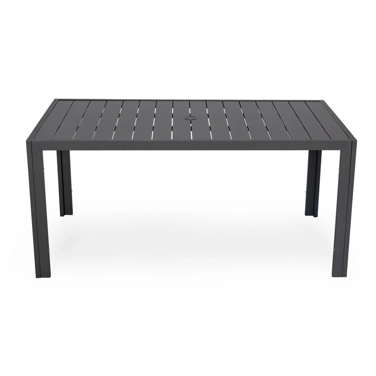 Chelsea 7-Piece Modern Outdoor Dining Set in Black Aluminum with Removable Cushions - Elax Furniture