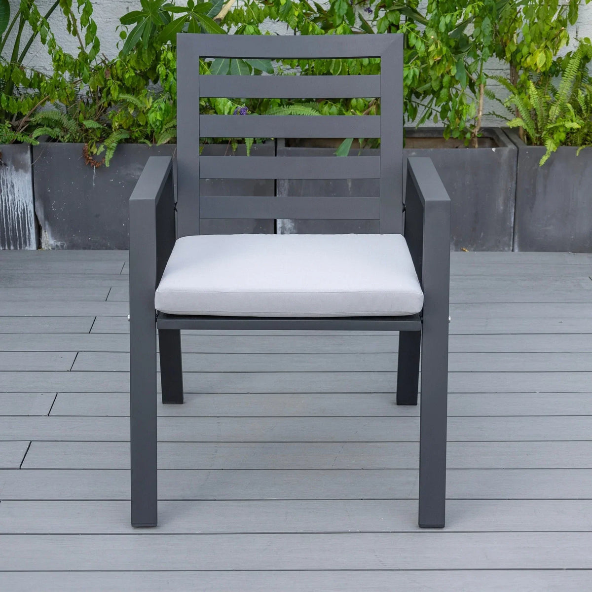 Chelsea 7-Piece Modern Outdoor Dining Set in Black Aluminum with Removable Cushions - Elax Furniture