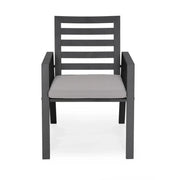 Chelsea 7-Piece Modern Outdoor Dining Set in Black Aluminum with Removable Cushions - Elax Furniture