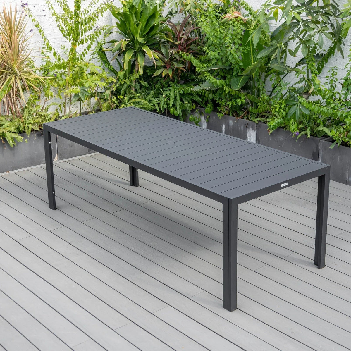 Chelsea 9-Piece Modern Outdoor Dining Set in Black Aluminum with Removable Cushions - Elax Furniture