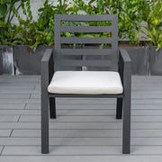 Chelsea 9-Piece Modern Outdoor Dining Set in Black Aluminum with Removable Cushions - Elax Furniture