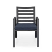 Chelsea 9-Piece Modern Outdoor Dining Set in Black Aluminum with Removable Cushions - Elax Furniture