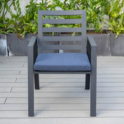 Chelsea 9-Piece Modern Outdoor Dining Set in Black Aluminum with Removable Cushions - Elax Furniture