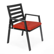 Chelsea 9-Piece Modern Outdoor Dining Set in Black Aluminum with Removable Cushions - Elax Furniture