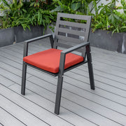 Chelsea 9-Piece Modern Outdoor Dining Set in Black Aluminum with Removable Cushions - Elax Furniture