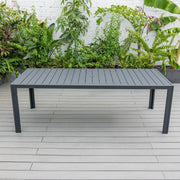 Chelsea 9-Piece Modern Outdoor Dining Set in Black Aluminum with Removable Cushions - Elax Furniture