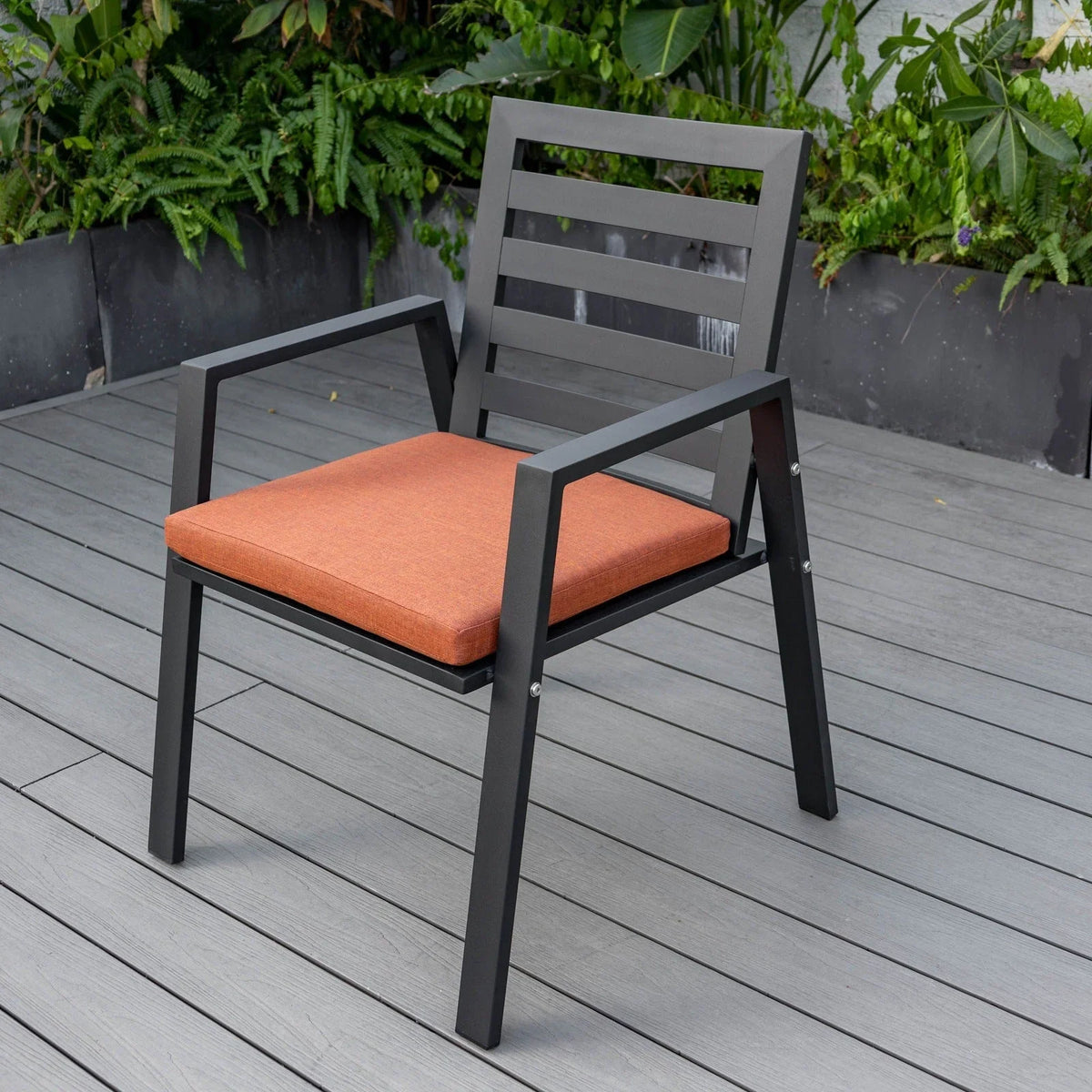 Chelsea 9-Piece Modern Outdoor Dining Set in Black Aluminum with Removable Cushions - Elax Furniture