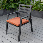 Chelsea 9-Piece Modern Outdoor Dining Set in Black Aluminum with Removable Cushions - Elax Furniture