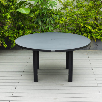 Chelsea 7-Piece Patio Dining Set with 60" Round Aluminum Dining Table and 6 Dining Armchair - Elax Furniture