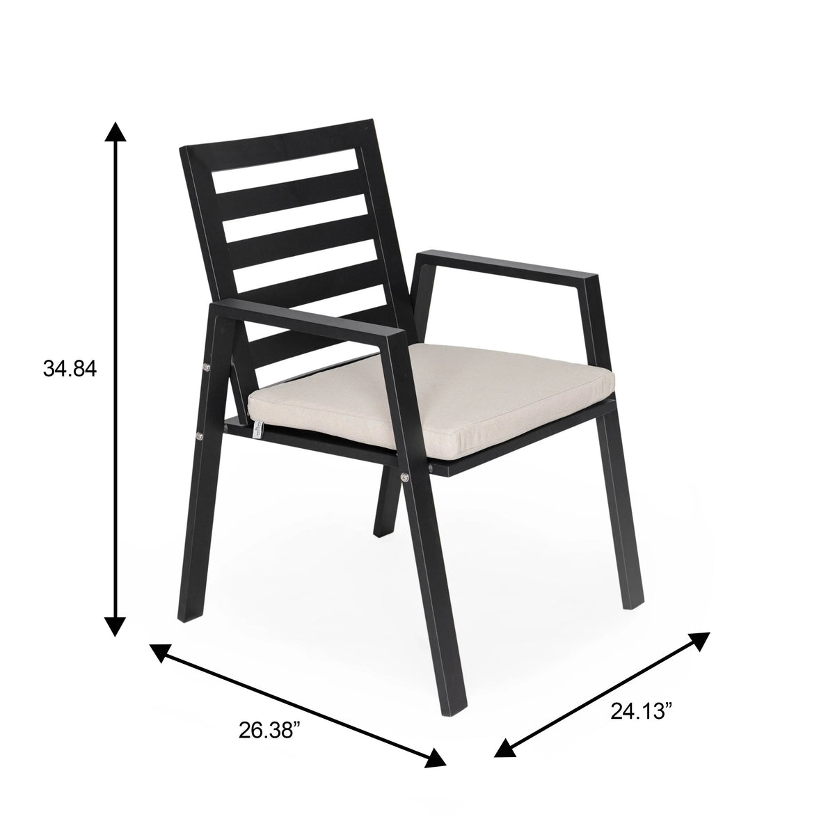 Chelsea 7-Piece Patio Dining Set with 60" Round Aluminum Dining Table and 6 Dining Armchair - Elax Furniture