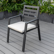Chelsea 9-Piece Modern Outdoor Dining Set in Black Aluminum with Removable Cushions - Elax Furniture