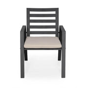 Chelsea 9-Piece Modern Outdoor Dining Set in Black Aluminum with Removable Cushions - Elax Furniture