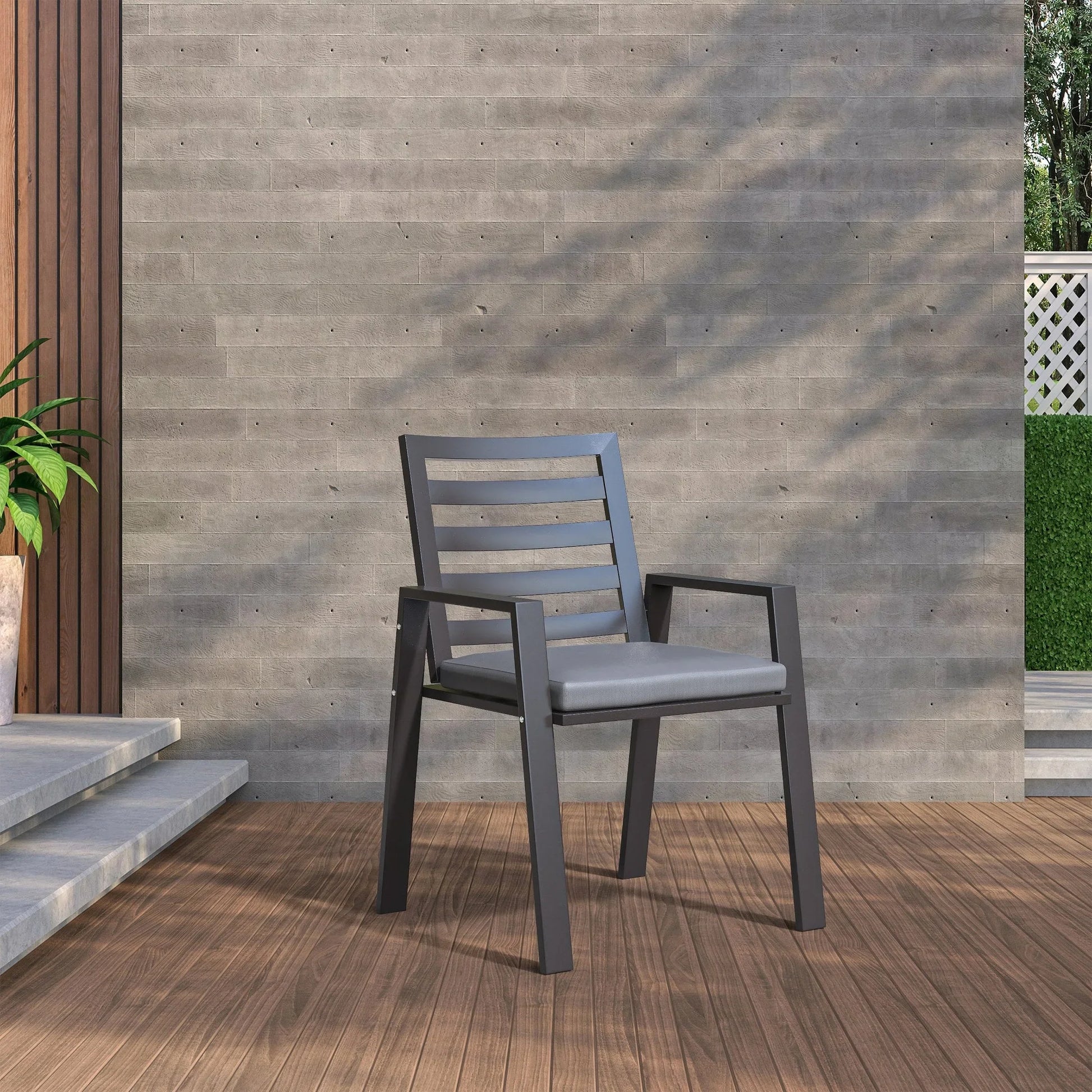 Chelsea Modern Patio Dining Armchair in Aluminum with Removable Cushions Set of 2 - Elax Furniture