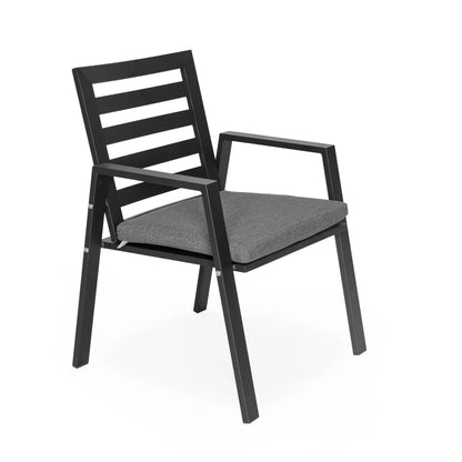 Chelsea Modern Patio Dining Armchair in Aluminum with Removable Cushions Set of 2 - Elax Furniture