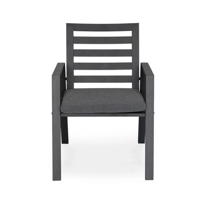 Chelsea Modern Patio Dining Armchair in Aluminum with Removable Cushions Set of 2 - Elax Furniture