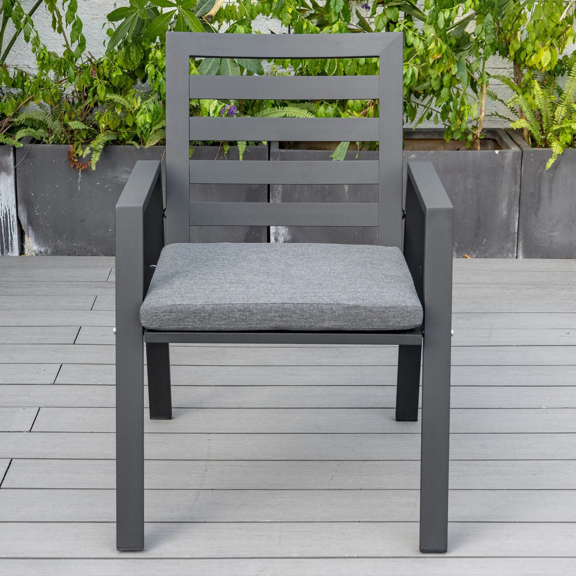 Chelsea Modern Patio Dining Armchair in Aluminum with Removable Cushions Set of 2 - Elax Furniture