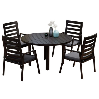 Chelsea 5-Piece Patio Dining Set with 48" Round Aluminum Dining Table and 4 Dining Armchair - Elax Furniture