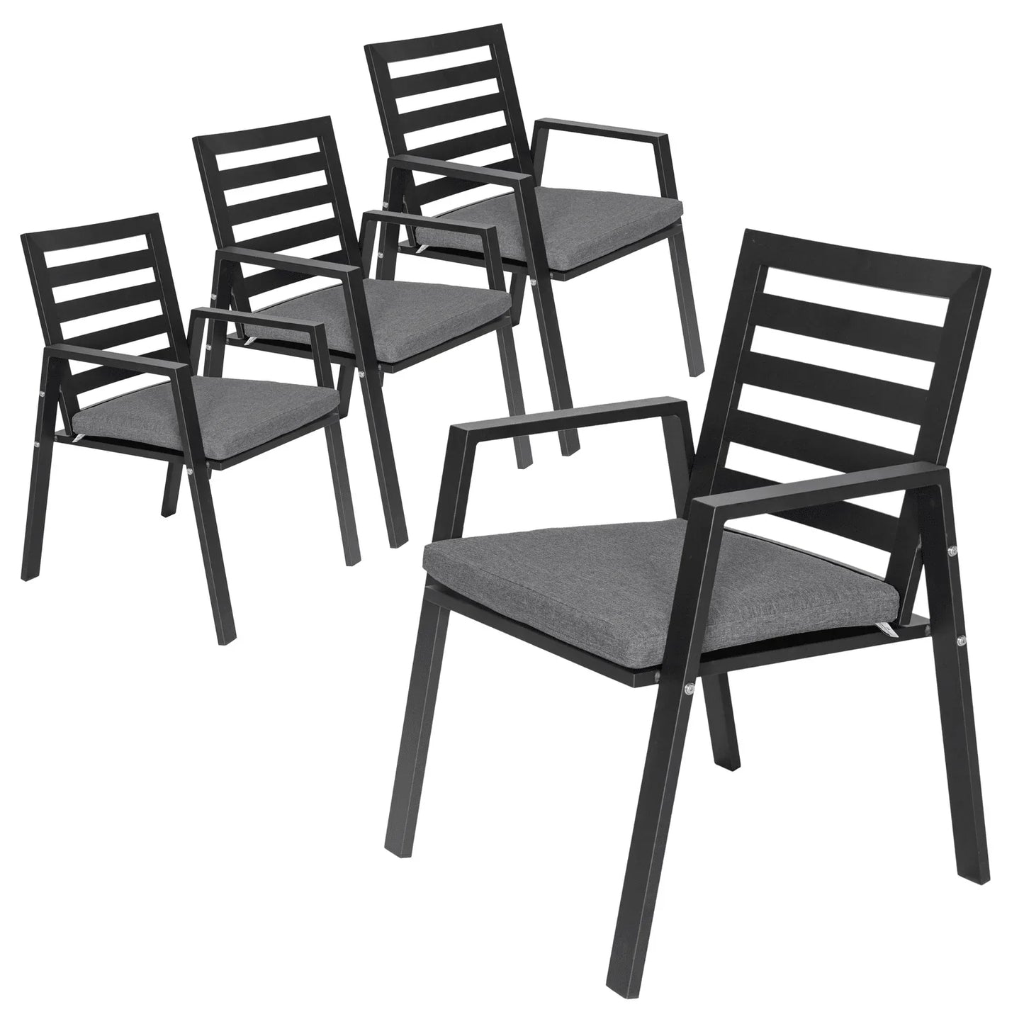 Chelsea Modern Patio Dining Armchair in Aluminum with Removable Cushions Set of 4 - Elax Furniture
