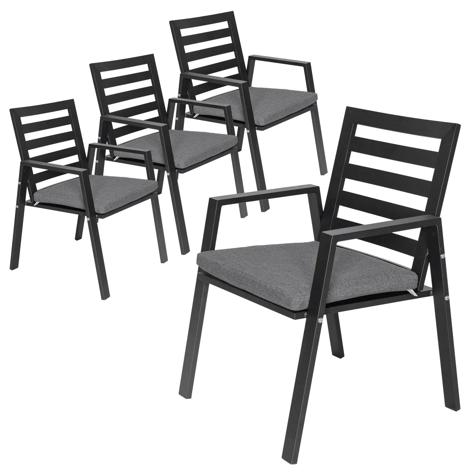 Chelsea Modern Patio Dining Armchair in Aluminum with Removable Cushions Set of 4 - Elax Furniture