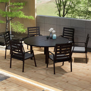 Chelsea 7-Piece Patio Dining Set with 60" Round Aluminum Dining Table and 6 Dining Armchair - Elax Furniture