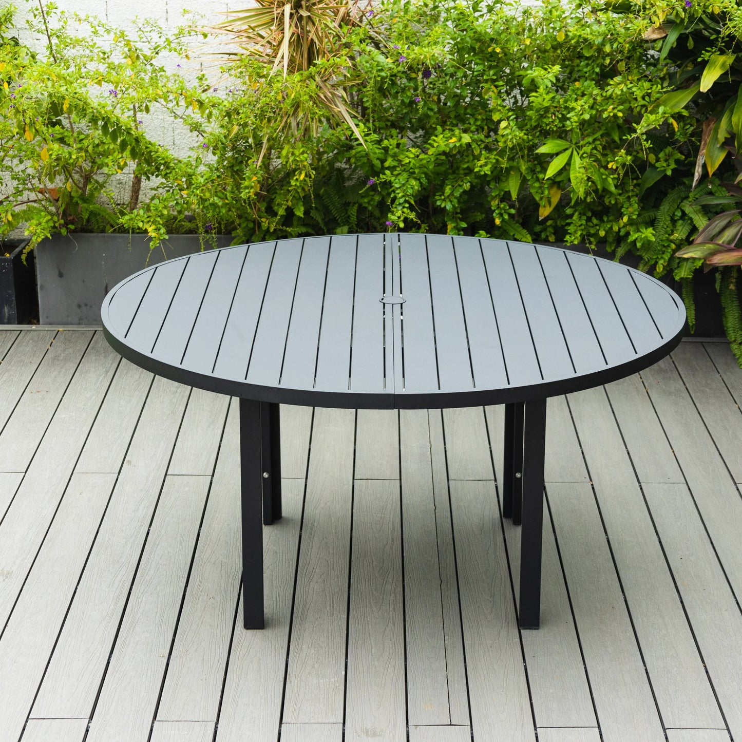 Chelsea 7-Piece Patio Dining Set with 60" Round Aluminum Dining Table and 6 Dining Armchair - Elax Furniture