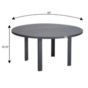 Chelsea 7-Piece Patio Dining Set with 60" Round Aluminum Dining Table and 6 Dining Armchair - Elax Furniture