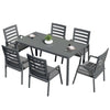 Chelsea 7-Piece Patio Dining Set 78-118" Wide Rectangular Extendable Aluminum Dining Table and 6 Dining Armchair