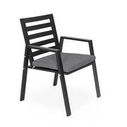 Chelsea 9-Piece Modern Outdoor Dining Set in Black Aluminum with Removable Cushions - Elax Furniture