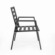 Chelsea 9-Piece Modern Outdoor Dining Set in Black Aluminum with Removable Cushions - Elax Furniture