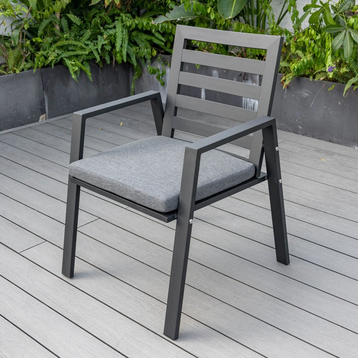 Chelsea 9-Piece Modern Outdoor Dining Set in Black Aluminum with Removable Cushions - Elax Furniture