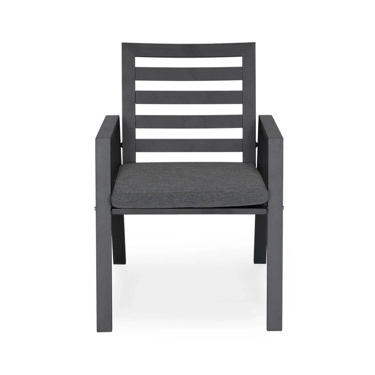 Chelsea 9-Piece Modern Outdoor Dining Set in Black Aluminum with Removable Cushions - Elax Furniture